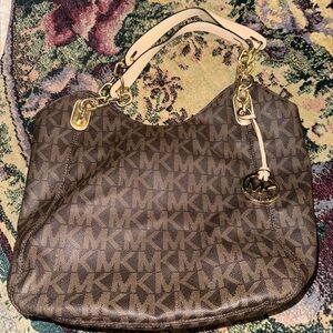 Michael Kors Brown and Gold Shoulder Bag